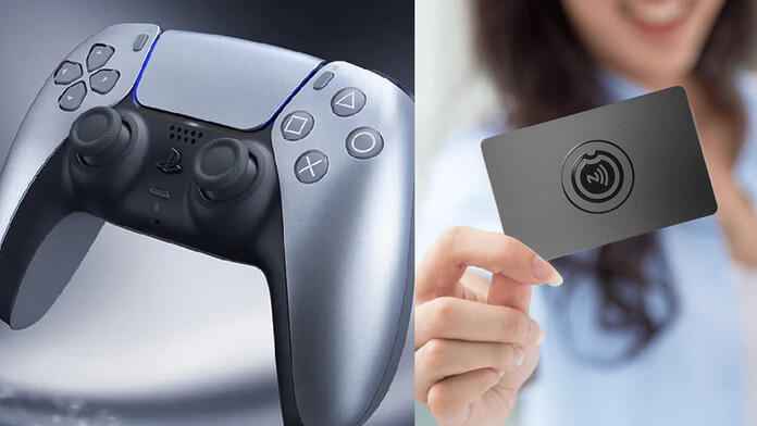 Mando DualSense de PlayStation 5 junto a la patente que lo convertiría en terminal de pagos de proximidad