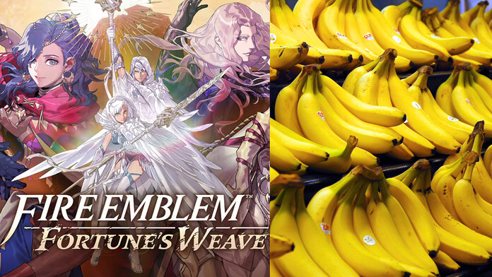 Carrito de compras de Walmart con Fire Emblem: Fortune's Weave y un plátano para aplicar el descuento viral