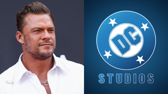 Alan Ritchson junto a los logotipos de DC Studios y su posible incroporación al DCU