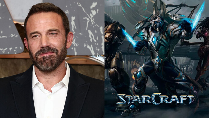 Ben Affleck junto al logotipo de StarCraft, en el contexto de sus declaraciones sobre los videojuegos