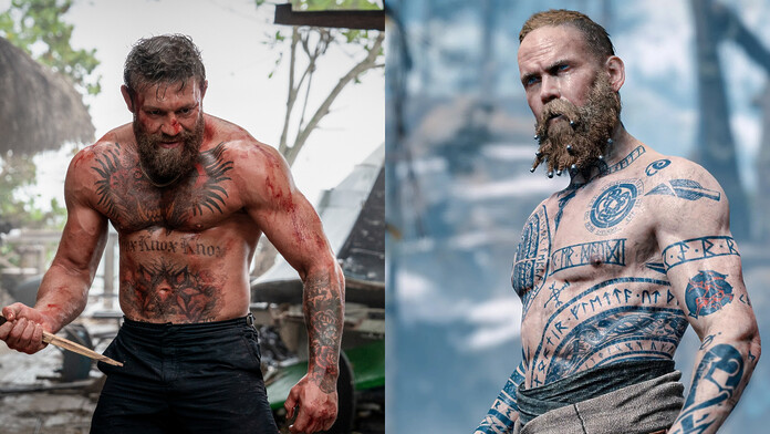 Conor McGregor junto al personaje de Baldur de God of War, en el contexto del fan-casting para la serie de Amazon