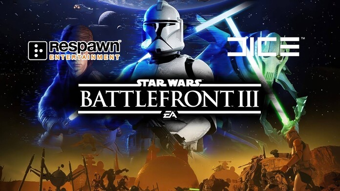 Logotipos de DICE y Respawn Entertainment junto a una representación de Star Wars: Battlefront