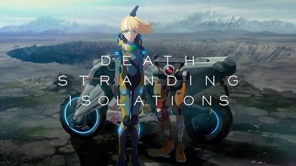 Cartel promocional del anime Death Stranding Isolations sobre un paisaje desolado.