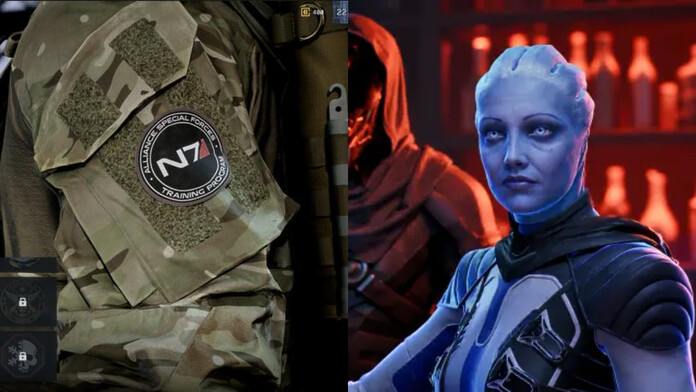 Ilustración promocional de Battlefield 6 sobre una imagen alusiva a Mass Effect.