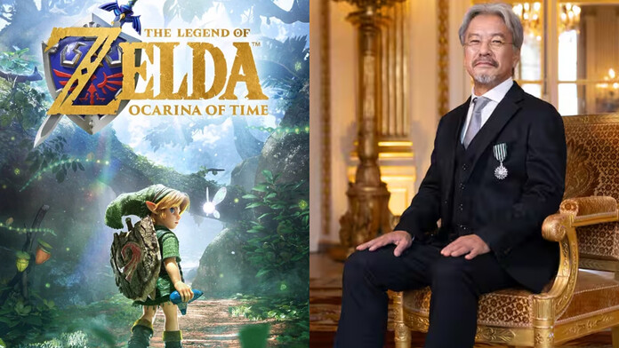 Eiji Aonuma junto a una escena del remake de The Legend of Zelda: Ocarina of Time para Switch 2