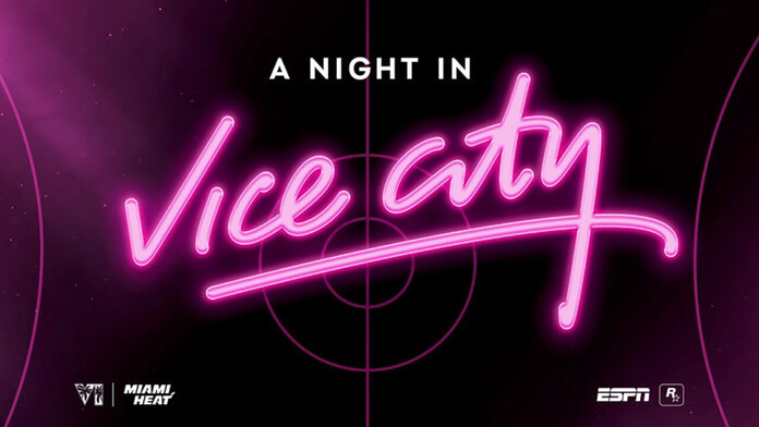 diseño temático de Vice City para el evento del Miami Heat inspirado en GTA 6