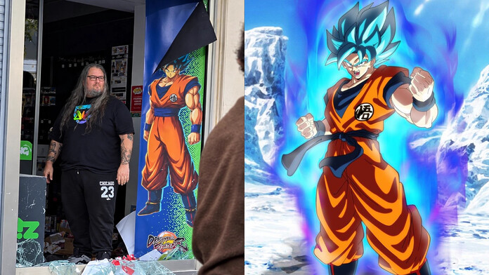 Empleado de Micromania frente a la entrada de la tienda durante los disturbios en Niza