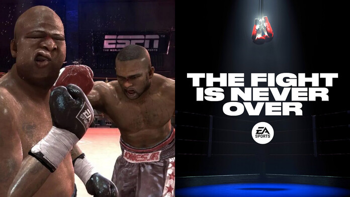 Boxeadores de Fight Night en el ring junto al anuncio del regreso de la franquicia por EA Sports