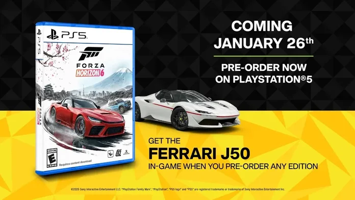 Forza Horizon 6 junto al logotipo de PlayStation 5