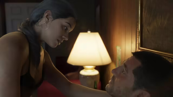 Jason y Lucia de GTA VI en una escena romántica que podría tener escena de sexo