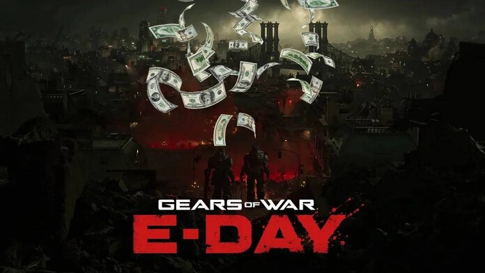 Soldado de Gears of War E-Day junto a la cifra reportada de 500 millones de dólares de presupuesto