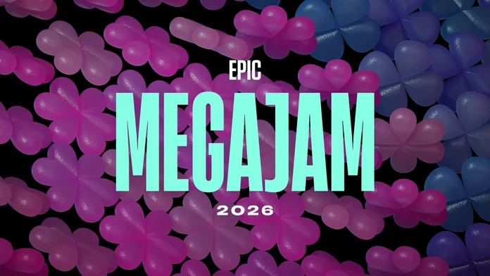 Logotipo de Epic Games junto a la representación de la 2026 AI MegaJam