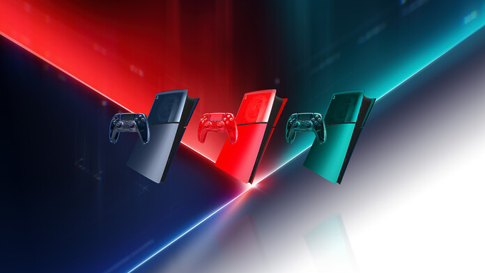 Controles DualSense y cubiertas de PS5 de la Prism Collection en acabados transparentes Flare Orange, Emerald Green y Graphite Gray