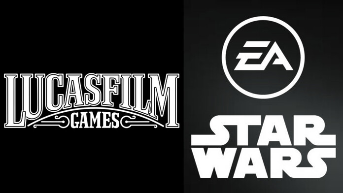 Logotipo de Lucasfilm Games junto a EA Star Wars, en el anuncio de su nueva estrategia de licencias