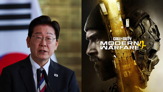Lee Jae-myung junto a Call of Duty: Modern Warfare 4