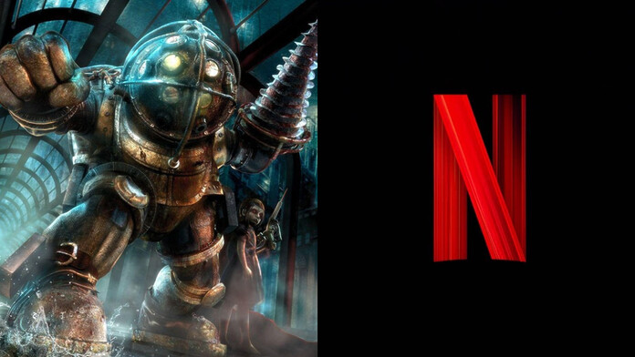 logotipo de BioShock y el de Netflix, en la noticia sobre los problemas de la película