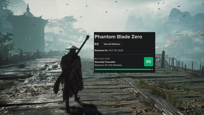 Soul, protagonista de Phantom Blade Zero, junto a la cifra de 88 en Metacritic