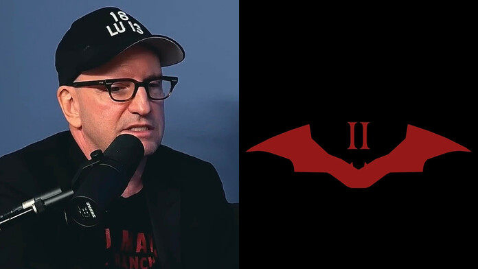 Steven Soderbergh y Matt Reeves en la producción de The Batman Part II Steven Soderbergh junto al logotipo de The Batman Part II, en el anuncio de su supervisión del rodaje