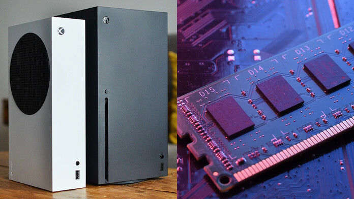 Consolas Xbox Series X|S junto a un módulo de memoria RAM