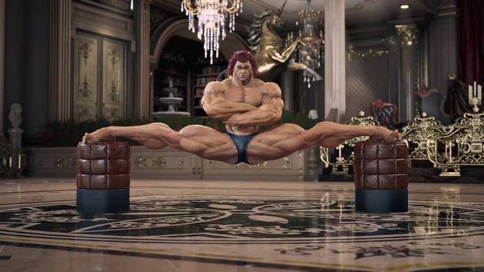 Modelado tridimensional de Yujiro Hanma en Tekken 8 junto a la presentación en la Evo France 2026