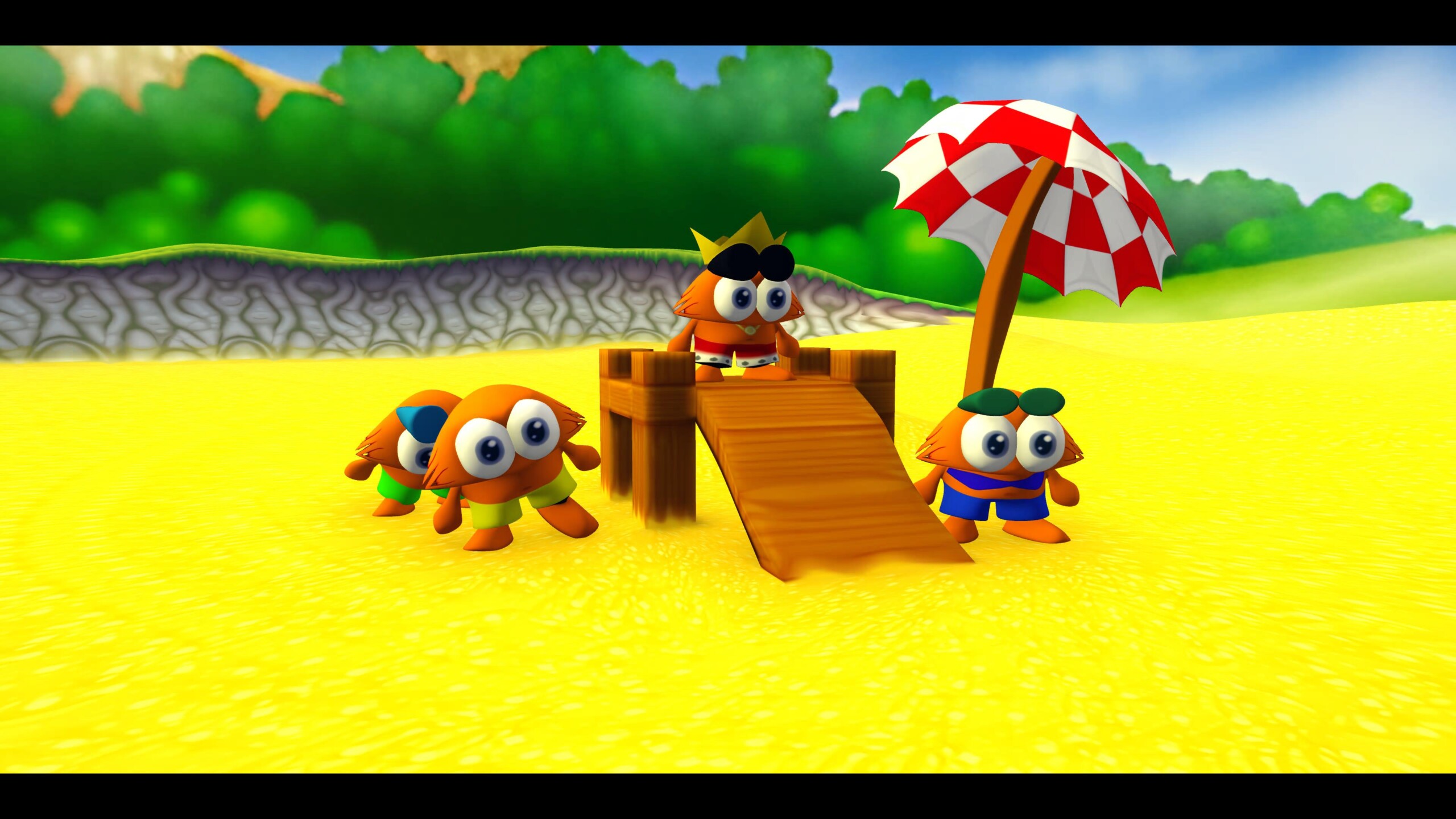 Croc junto a los Gobbos en Croc 2: Kingdom of the Gobbos