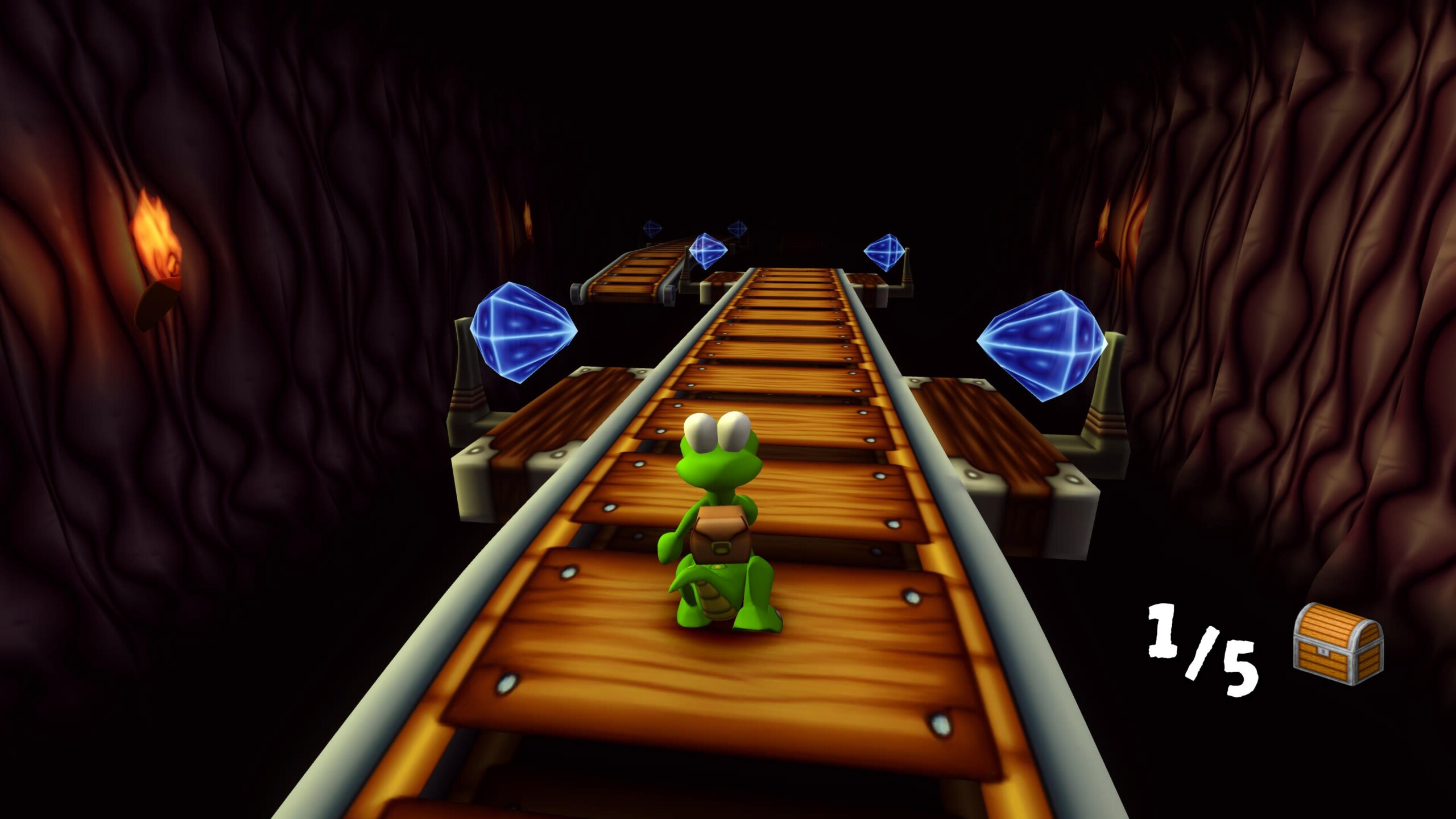Croc explora uno de los escenarios de Croc 2: Kingdom of the Gobbos