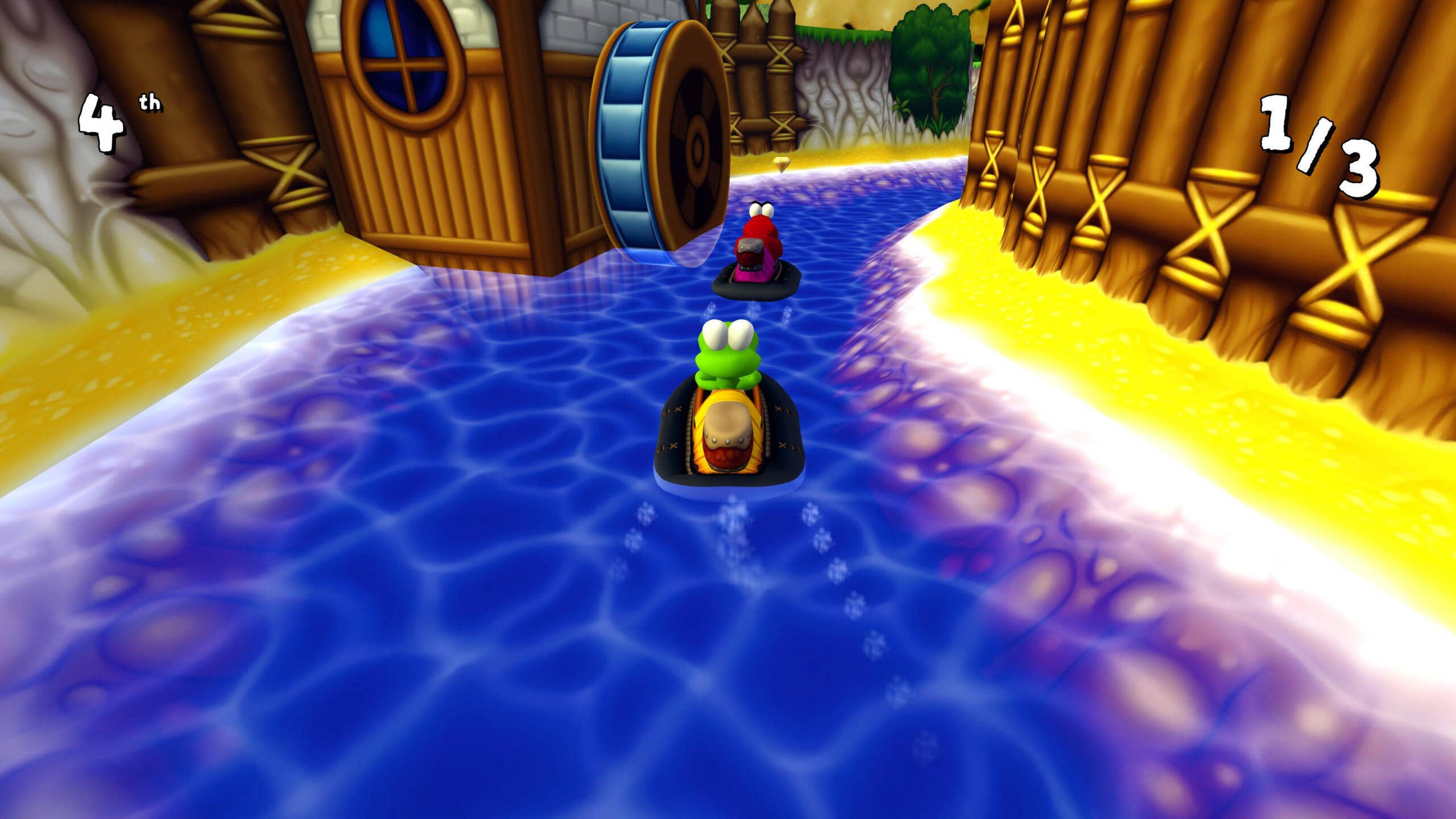 Croc participa en una sección con vehículos en Croc 2: Kingdom of the Gobbos