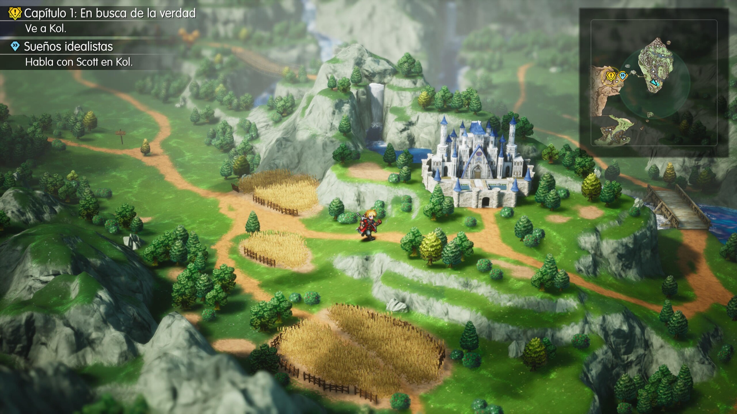 Escenario de Final Fantasy Resonance con gráficos HD-2D