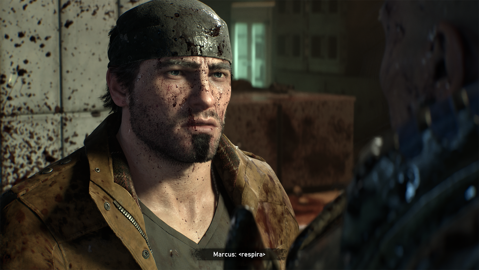 Marcus Fenix durante la campaña de Gears of War: E-Day