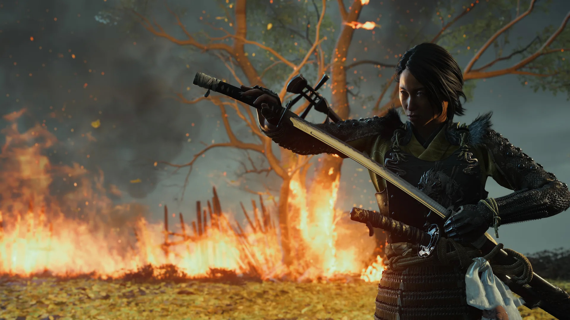 Atsu utiliza equipamiento y armas en Ghost of Yōtei: Echoes of Sekigahara