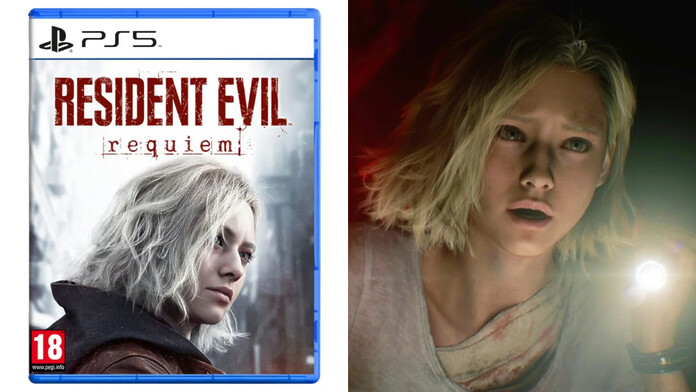 Disco y carátula de Resident Evil: Requiem de PS5